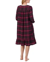 Eileen West Women's Plaid Flannel Lace-Trim Waltz Nightgown