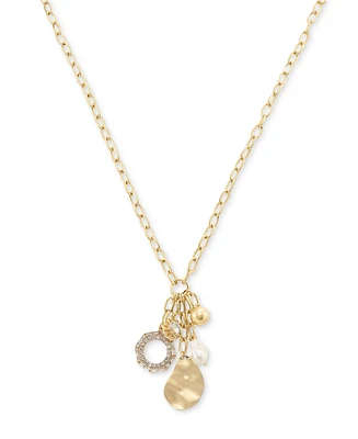 I.n.c. International Concepts Gold-Tone Crystal & Imitation Pearl Mixed Charm Pendant Necklace, 43" + 3" extender, Created for Macy's