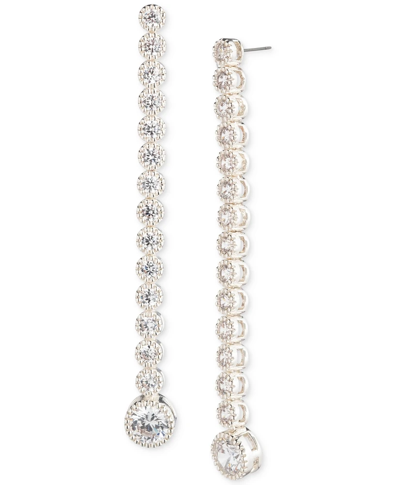 Lauren Ralph Lauren Silver-Tone Cubic Zirconia Tennis Linear Drop Earrings