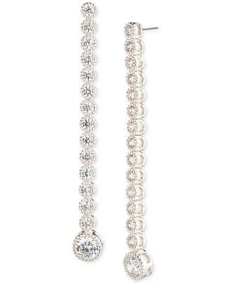 Lauren Ralph Lauren Silver-Tone Cubic Zirconia Tennis Linear Drop Earrings