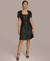 Donna Karan New York Women's Sequined Belted Dress