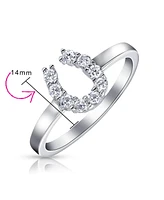 Bling Jewelry Good Luck Cubic Zirconia Pave Cz Equine Cowgirl Equestrian Horseshoe Ring Western For Women .925 Sterling Silver