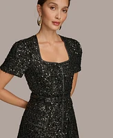 Donna Karan New York Petite Square-Neck Sequinned Dress