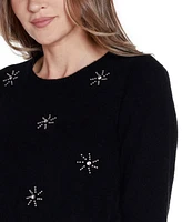 Belldini Women's Rhinestone Snowflake Sweater