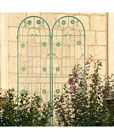 Slickblue 2-Pack Metal Garden Trellis – 71'' x 19.7'', Rustproof Green Trellis for Climbing Plants and Outdoor Flower Support