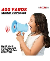 5 Core Megaphone Bullhorn Speaker 15W Mini Battery Power Bull horn w Siren 400 Yard Range - Sky Blue