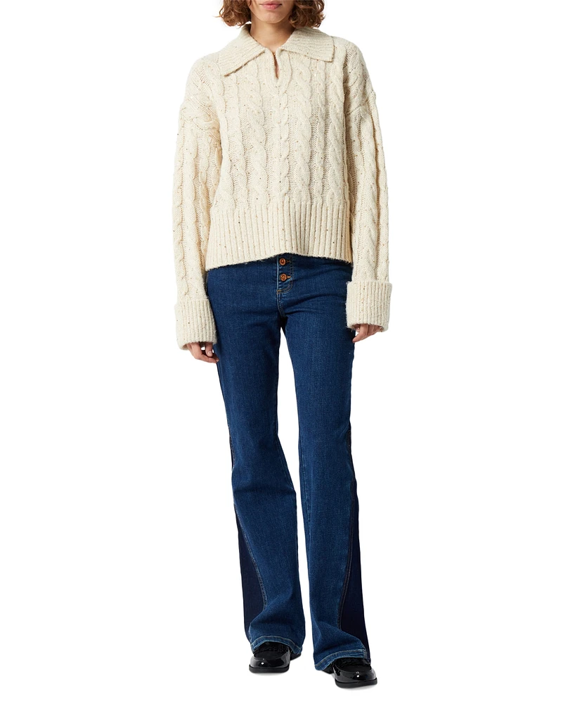 French Connection Women's Kyla Cable-Knit Sparkle Sweater