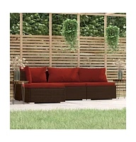 vidaXL Piece Patio Lounge Set with Cushions Brown Poly Rattan