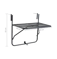 vidaXL Balcony Table Black 23.6"x15.7" Steel