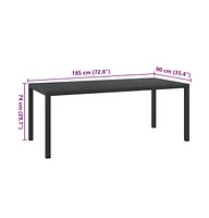 vidaXL Patio Table 72.8"x35.4"x29.1" Aluminum and Wpc