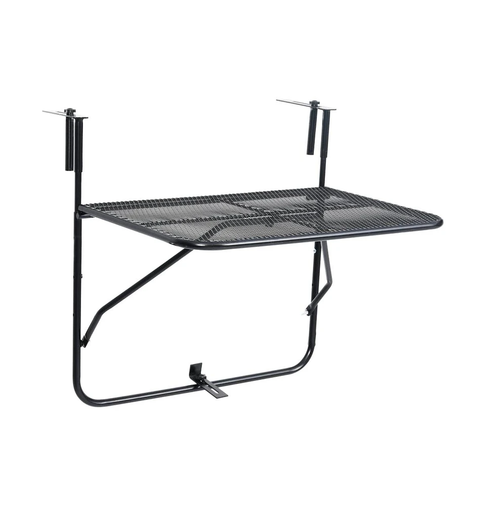 vidaXL Balcony Table Black 23.6"x15.7" Steel