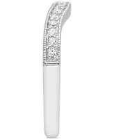 Diamond Milgrain Beaded Contour Band (1/5 ct. t.w.) in 14k White Gold