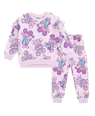 Sesame Street Baby Girls French Terry Sweatshirt and Pants Outfit Set to (12 Months - 5T)