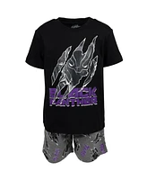 Marvel Boys Avengers Black Panther Iron Man Graphic T-Shirt and French Terry Shorts Outfit Set to