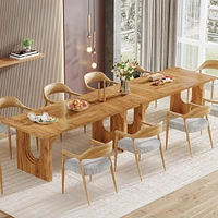 Tribesigns Modern Dining Table for 6 to 8 People, 71" Large Kitchen Dining Table with Wood Pedestal Base, Rectangular Long Dinner Table for Kitchen, D