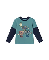 Andy & Evan Toddler Boys Toddler/Child Navy Jersey Twofer Graphic Tee