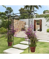 Slickblue Metal Garden Arch – Black, 80.3'' L x 20.47'' W x 81.1'' H, Climbing Plants Support and Rose Arch for Outdoor Use