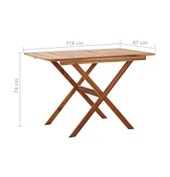 vidaXL Patio Table 43.3"x26.4"x29.1" Solid Acacia Wood