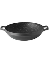 BergHOFF Gem Nonstick 12.5" Chinese Wok 5.7Qt., Black, Glass Lid