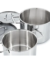 BergHOFF DiNA Helix 4pc Recycled 18/10 Stainless Steel Stockpot Set, Glass Lids