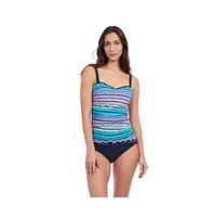 Profile by Gottex Women's Harmony E Cup Center Ruched Tricolored Tankini