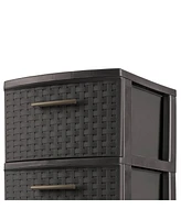 Sterilite 3 Drawer Decorative Plastic Weave Storage Tower, 2