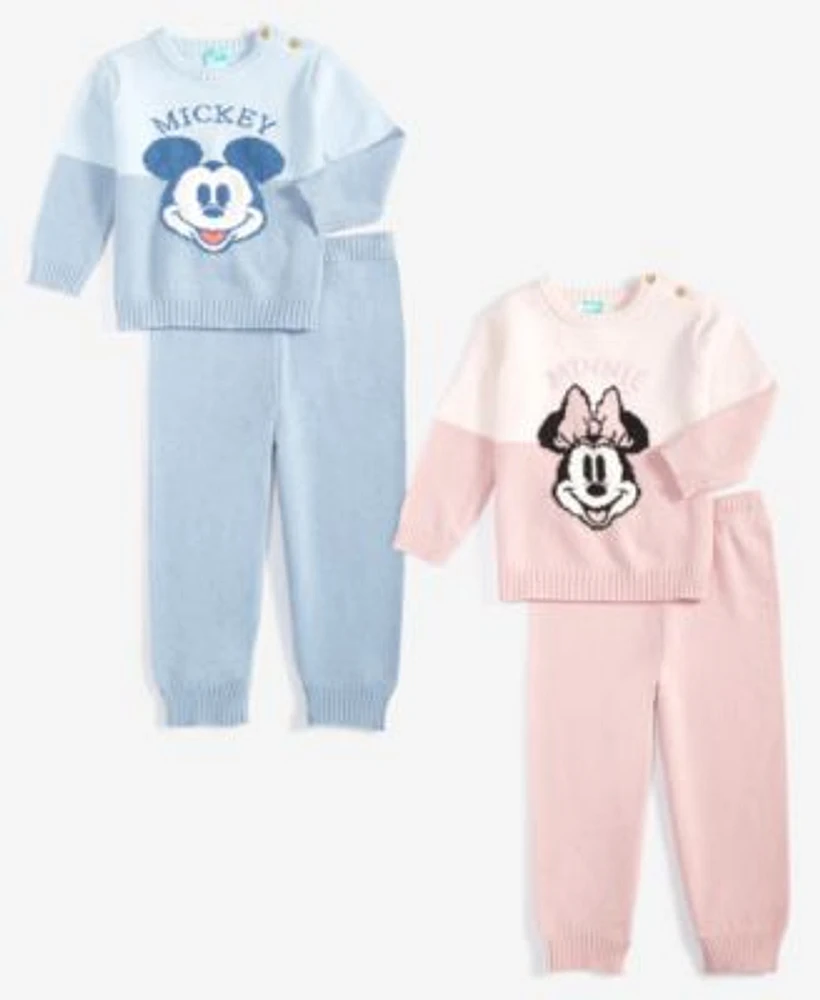 Disney Baby Siblings Minnie Mickey Colorblocked Sweater Pants Set