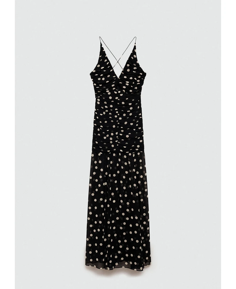 Mango Women's Polka Dots Draped Dress