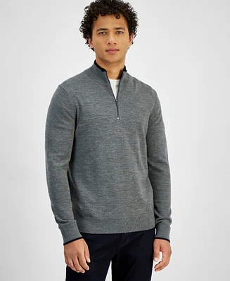 Michael Kors Men's Modern-Fit Tipped 1/4-Zip Merino Wool Sweater