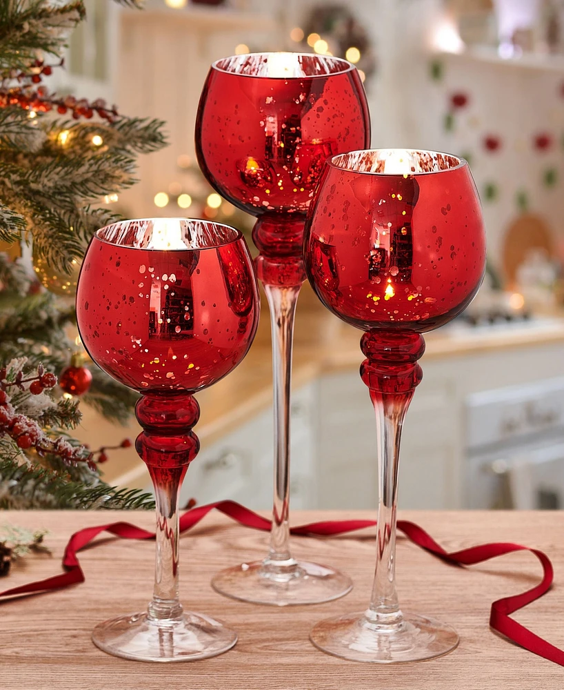 Mikasa Mercury Charisma Celebrations Glass Candle Holders, Set of 3