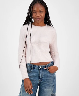 Madden Girl Juniors' Lurex Eyelash Crewneck Sweater