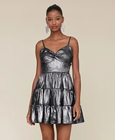 Avec Les Filles Women's Lace-Up Back Tiered Mini Dress