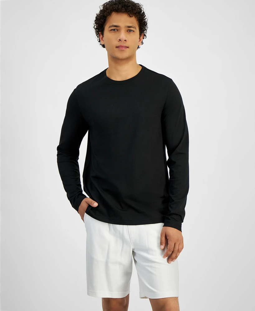 Michael Kors Men's Modern-Fit Stretch Mercerized Pique Long-Sleeve T-Shirt