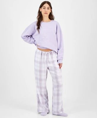 Self Esteem Juniors Graphic Sweatshirt Camisole Flannel Plaid Pants