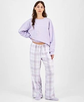 Self Esteem Juniors Graphic Sweatshirt Camisole Flannel Plaid Pants