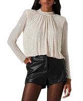 Astr the Label Women's Balsa Mock-Neck Embellished Top