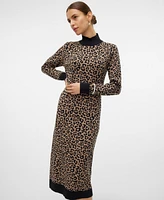 Vero Moda Women's Aria High-Neck Printed Long-Sleeve Dress