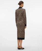 Vero Moda Women's Aria High-Neck Printed Long-Sleeve Dress