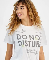 Love Tribe Juniors' Do Not Disturb Butterfly Graphic T-Shirt