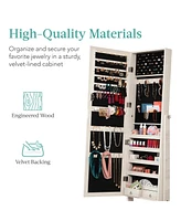 Best Choice Products Jewelry Armoire Cabinet, Full Length Mirror w/ Velvet Storage Interior, Lock