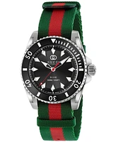 Gucci Men's Swiss Automatic Dive Green & Red Fabric Strap Watch 40mm