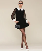 Avec Les Filles Women's Collared Contrast-Sleeve Dress