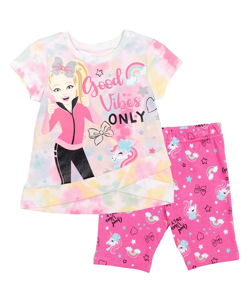 Jojo Siwa Girls Unicorn Bow Bow T-Shirt and Bike Shorts Outfit Set to