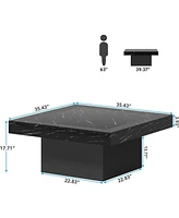 Tribesigns Led Coffee Table, Square Table Wood Low for Living Room