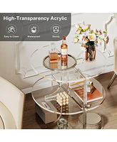 Tribesigns No Assembly 3-Tier Half Moon Side Table, Modern Clear Acrylic End Table for Living Room, Small Spaces