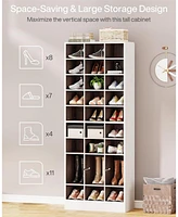 Tribesigns 10-Tier Shoe Storage Cabinet, White and Brown Wooden Shoe Rack with 30 Cubbies, Freestanding Tall Entryway Shoe Organizer for Closet, Entry