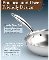 Cook N Home 10-inch Tri-Ply Full Clad Stainless Steel Frying Pan, Silver