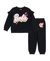 Barbie Girls Fleece Sweatshirt and Jogger Pants Outfit Set Newborn to (0-3 Months