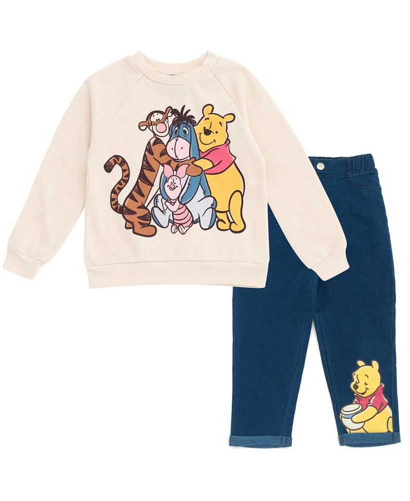 Disney Toddler Boys Winnie the Pooh Mickey Mouse Fleece Sweatshirt and Pants Outfit Set Newborn to (Newborn - 5T)