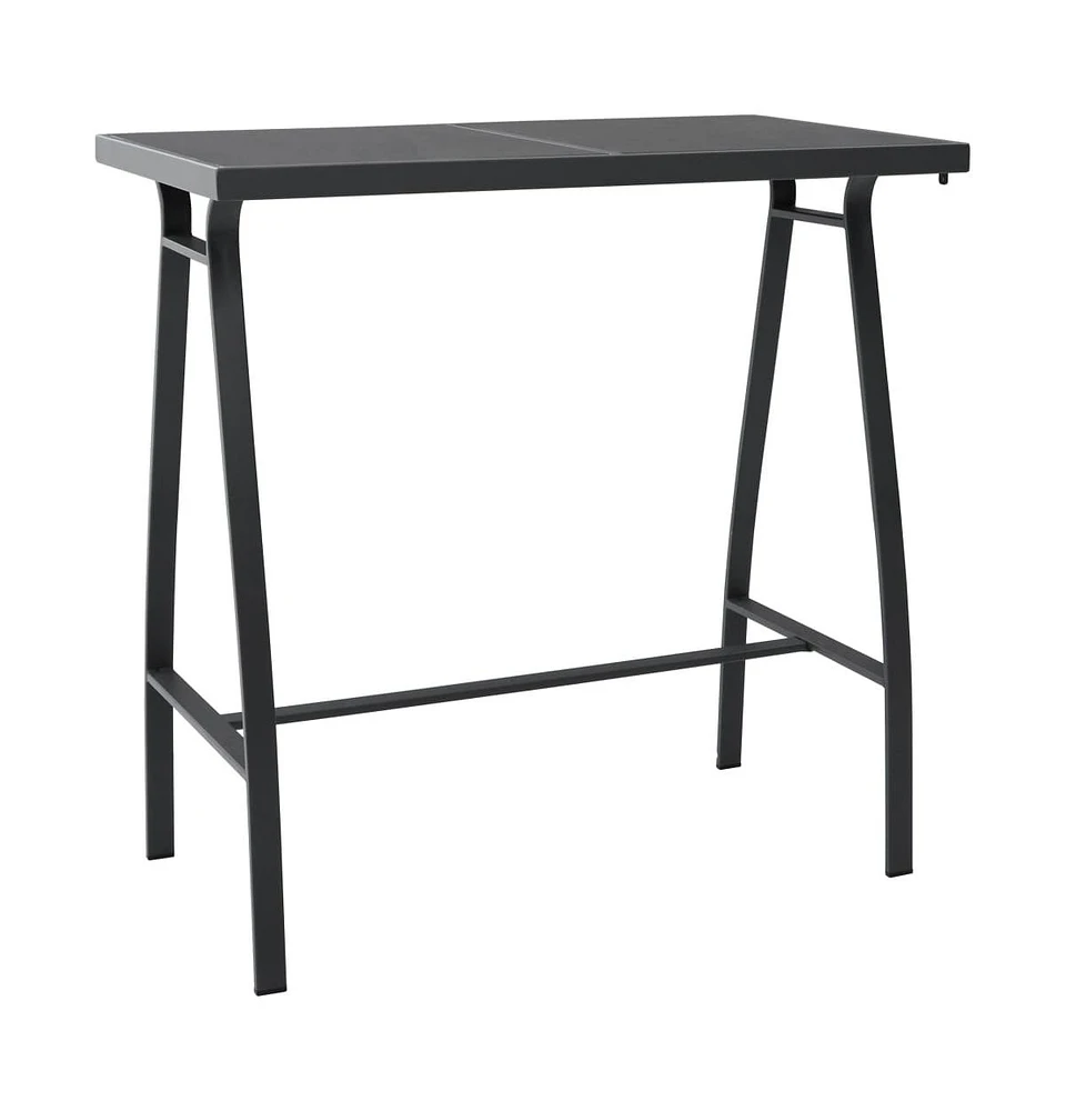 vidaXL Patio Bar Table Black 43.3"x23.6"x43.3" Tempered Glass